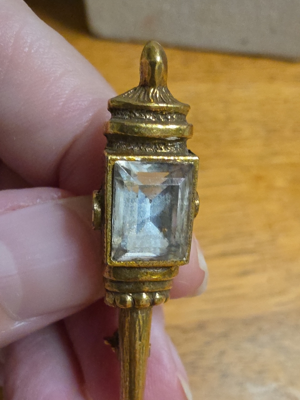 Vintage Goldette Victorian Revival Lantern Brooch - Picture 3 of 6